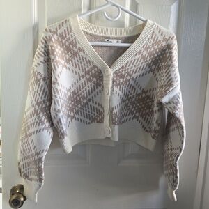 Hollister Cream Plaid Cardigan
